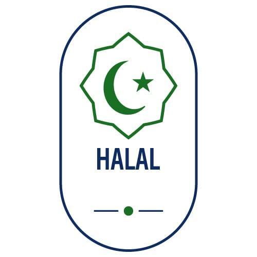 Halal certification badge.
