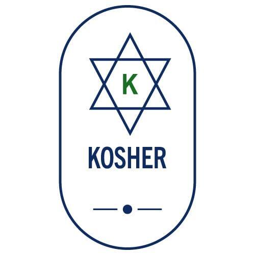 Kosher certification badge.
